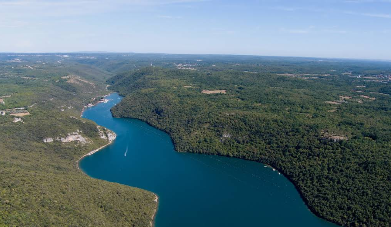 Turquoise waters of Lim Fjord Croatia, a popular kayaking spot near Rovinj