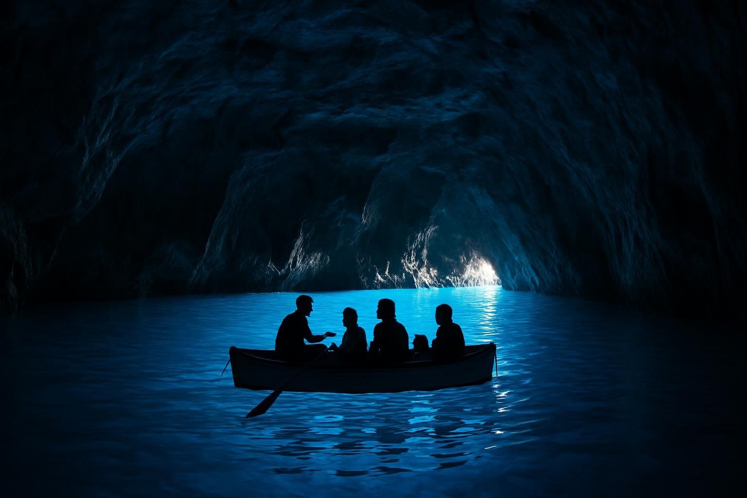 Blue Cave showing the famous electric blue glow illuminating limestone walls