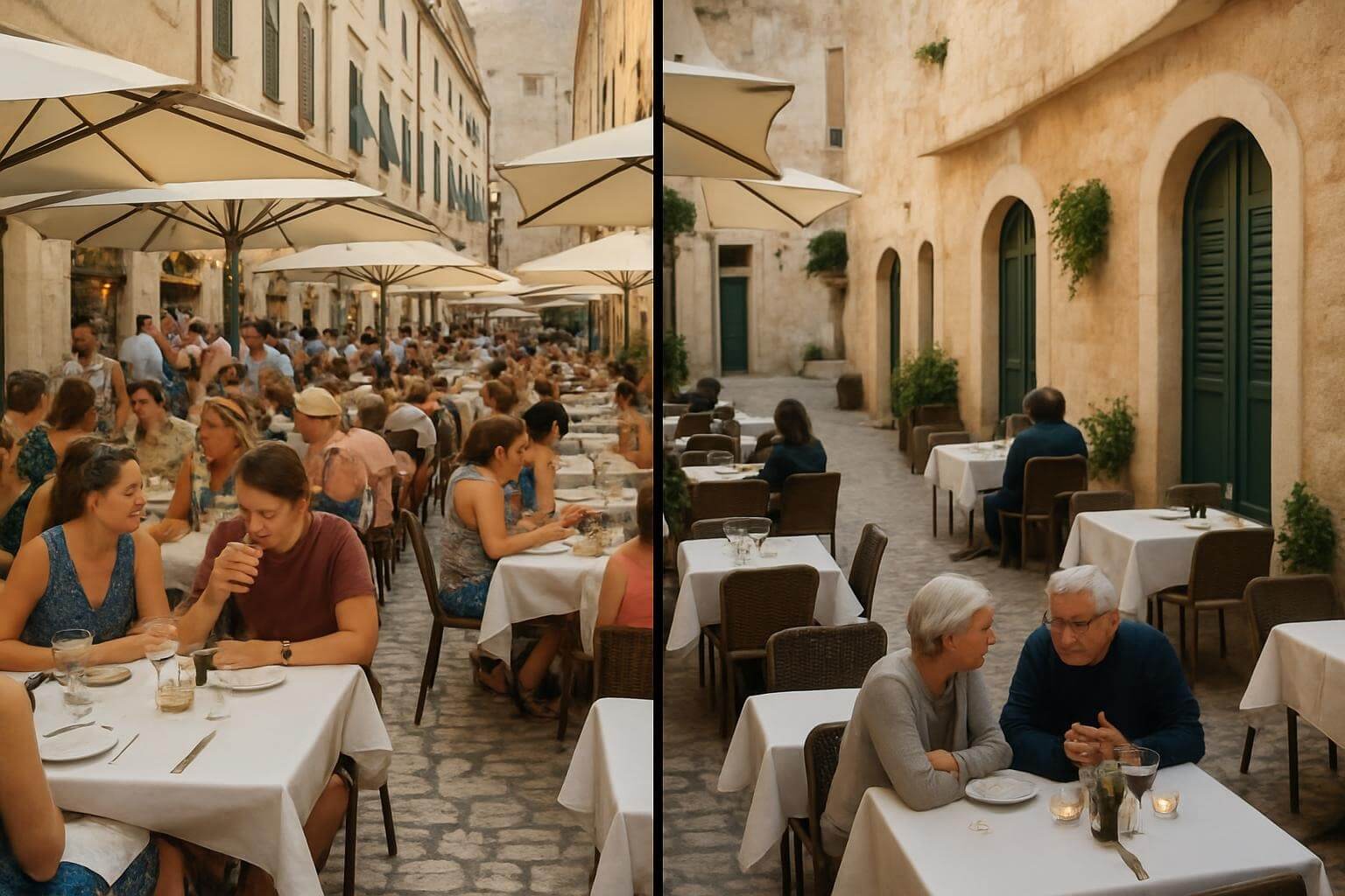restaurant terrace in peak summer