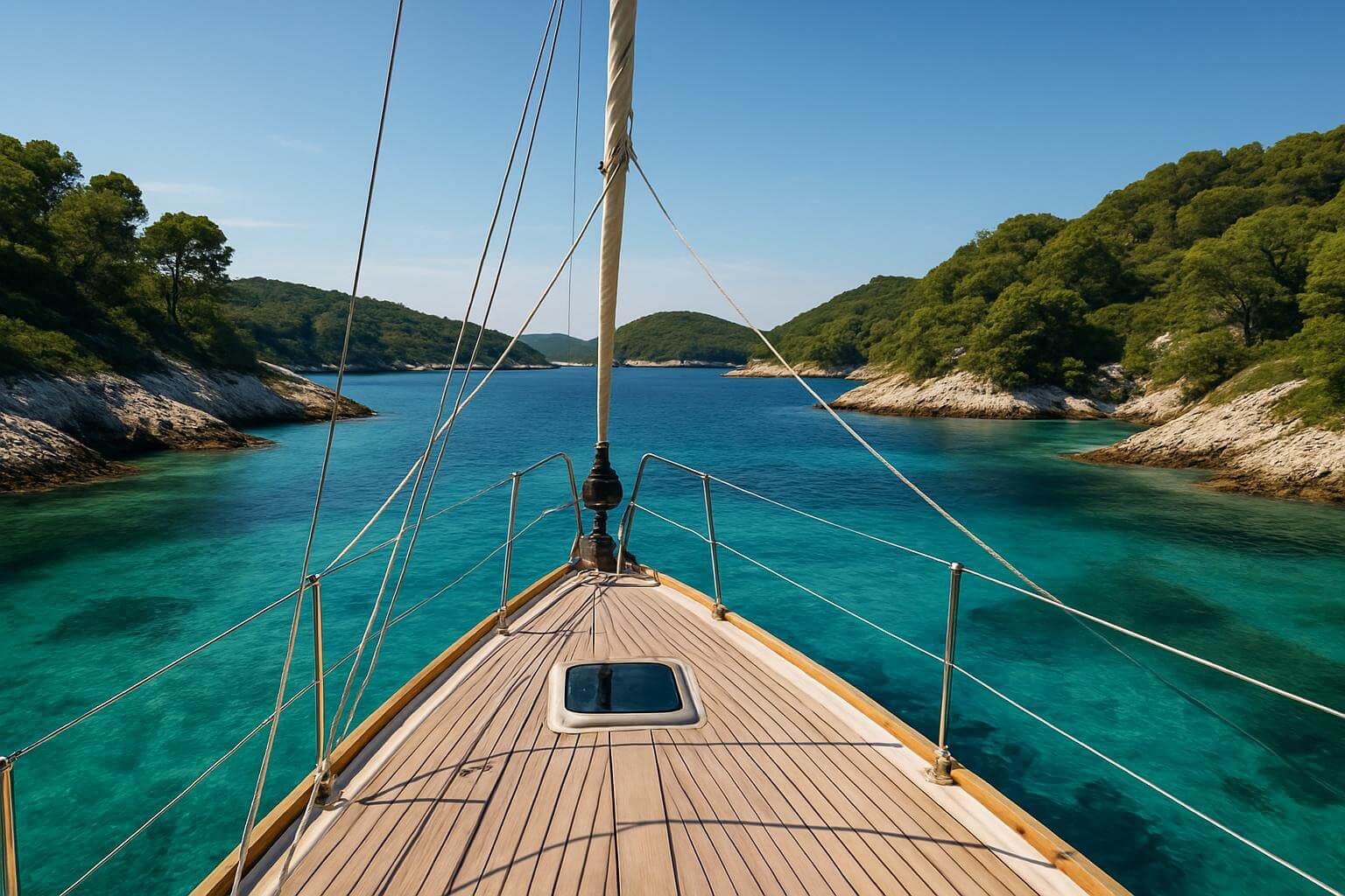 Pakleni Islands archipelago from a sailing boat perspective